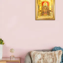 Hawai Gold-Toned & Red Self Design Rectangler Wooden Shree Tirupati Balaji Photo Frame image 2