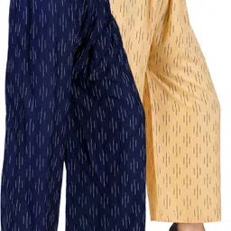 4k fashion Pack of 2 Women Relaxed Blue, Gold Viscose Rayon Trousers-picture-12