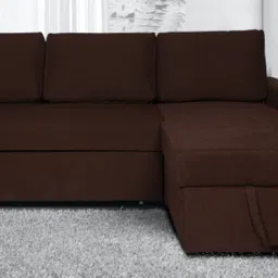 woodsworth from pepperfry Flumph Fabric LHS Pull-Out Sofa Cum Bed in Chestnut Brown Colour with Storage image 1