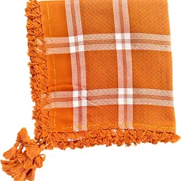 bakkah Checkered Wool Blend Men Orange, White Scarf, Stole image 2