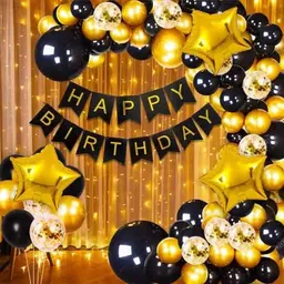party midlinkerz Boys Happy Birthday Decoration kit items 51 Pcs With Net Curtain & Led Light-picture-13