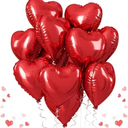 decor mart Solid 18 inch Red Heart foil with ribbon for Valentine's day-PK26 Balloon-picture-25
