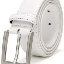 azibo Men & Women Casual, Evening, Formal, Party White Artificial Leather Belt image 3