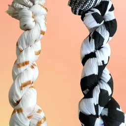 roundx Acrylic Printed White, Yellow Women Dupatta image 1