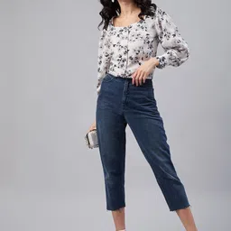 rare Women Regular Fit Printed Mandarin Collar Casual Shirt image 5