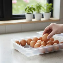 Plastic 24 Grid Egg Storage Container with Lid 24 Compartment Rectangular Tray Storage Basket-image-59