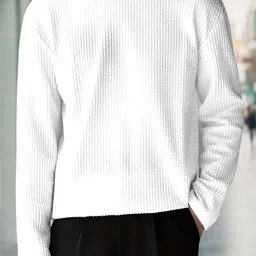 metronaut Solid Men Round Neck Cotton Blend White T-Shirt image 2