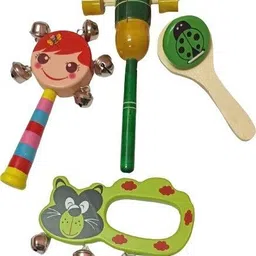 kaarpaagaa inc Wooden Handcrafted Sound Making Rattles for Babies and Infants - Music Maker and Entertainment Toys for Kids - Combo Pack of 4 Rattle-picture-17