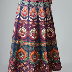 himcare Women Printed, Floral Print Wrap Around Blue Skirt image 2