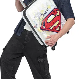 yayavar Small Cabin Suitcase (55 cm) 4 Wheels - SUPERMAN OFFICIAL MERCHANDISE TROLLEY WITH PREMIUM PRINT SUPERMAN LOGO - White image 3