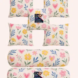 villagers Microfibre Bolster Pack of 7 Floral 5 Cushion and 2 Bolster-picture-21