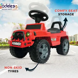 odelee Hummer Manual Push Car With Front Light Music And Back Rest Car Non Battery Operated Ride On-picture-26