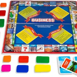funablo 2-in-1 Business and Chess Deluxe Board Game Set with Biscuit Coins for Kids Board Game Accessories image 3