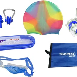 tempest Swimming Kit(silicone cap/Swimming Goggle/Earplugs/Noseplug) Swimming Kit image 1