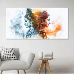 nestroots Canvas Framed Shiva's Colorful Duality Wall Painting(24X48 Inch)-picture-17