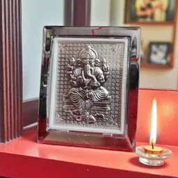 German Silver Lord Ganesha Photo Stand for Table | Ganpati Desk Frame Decorative Showpiece - 11 cm-image-78