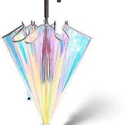 PVC Holographic Fashion Rain Sunshade Long Handle - New Umbrella-image-15