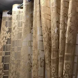 home sazawat 274 cm (9 ft) Long Door Tissue Semi Transparent Curtain (Pack Of 2) image 3