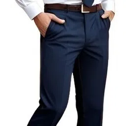 mukhtargarment Men Slim Fit Dark Blue Lycra Blend Trousers-picture-12