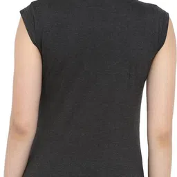 ap'pulse Pack of 2 Women Solid Round Neck Pure Cotton Purple, Grey T-Shirt image 2