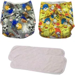 ocean count Baby Printed Cloth Diaper Washable & Reusable Nappy with White Insert(Pack of 2)-picture-46