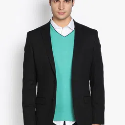 black coffee Men Solid Single Breasted Formal Blazer-picture-13