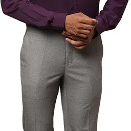 raymond Men Slim Fit Grey Viscose Rayon Trousers image 5