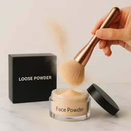 valhalla Loose Powder with Premium Makeup Brush | Long Lasting Powder Compact image 3