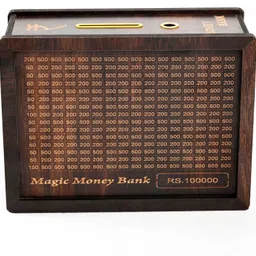 kvr craft Money Big Saving Box, 50,000 Wooden Piggy Bank with Numbered Slots, Brown-M1 Coin Bank-picture-15