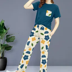 bellebird Women Night Suit Set Multicolor Printed image 3