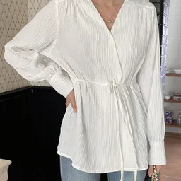 leriya fashion Casual Regular Sleeves Solid Women White Top-picture-41