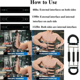 armtwister 40 kg Adjustable 3 Spring Twister Arm Trainer for Chest, Arms & Shoulders Workout Home Gym Combo image 4