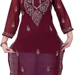s r textile Women Georgette Kurti Set image 3
