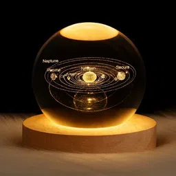 powertech 3D Crystal Solar System LED Night Light with Wooden Base Table Lamp-picture-38