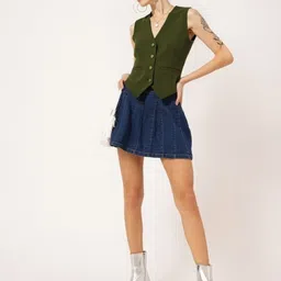 maykr Solid Women Waistcoat image 3