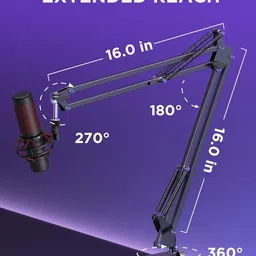 digimore D-110 Microphone Adjustable Arm Stand for Dynamic and Condenser Mic Microphone Stand image 4