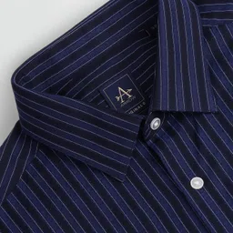 arrow Men Slim Fit Striped Cut Away Collar Formal Shirt image 2