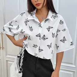 lookrange Casual Raglan Sleeves Printed Women White Top image 4