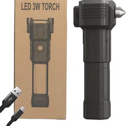 cicasto Emergency Car Escape Tool Flashlight with Safety Hammer 4 hrs Torch Emergency Light-picture-18