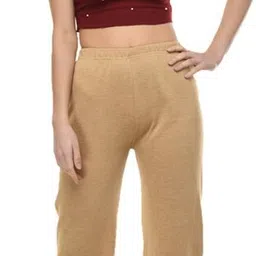 indiweaves Women Flared Beige Wool Trousers image 2