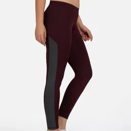 kgn hub Color Block Women Maroon Tights-picture-18