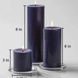 aromatic fables Classic Set Of 3 Dark Purple Wax Pillar Candles image 3