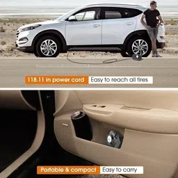 deodap Portable 12V Tire Inflator with Light 150 psi Tyre Air Pump for Car & Bike image 4