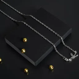 Elegant Silver Bird Pendant Necklace Chain for Women and Girls Silver Plated Silver Chain-image-7