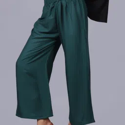 demistry Women Regular Fit Dark Green Viscose Rayon Trousers-picture-27