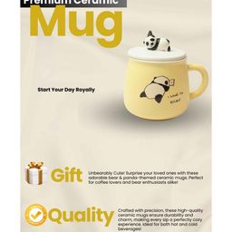 izzhaar Printed Ceramic Mugs with Lids and Spoons for Kids (400 ml) image 5