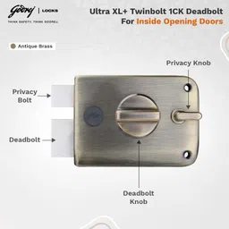 godrej locks Ultra XL+ Twinbolt 1CK Deadbolt Lock image 3