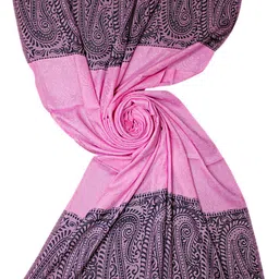 glimmerx Printed Viscose Women Pink, Black Fancy Scarf, Scarf, Stole image 2