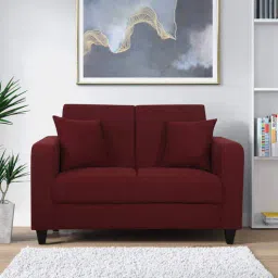 woodsworth from pepperfry Alba Fabric 2 Seater Sofa In Garnet Red Colour-picture-21