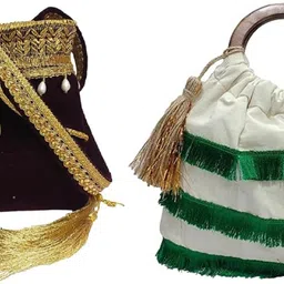 athizay Women Maroon, Gold, Green, White Potli-picture-28
